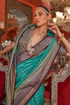 Cyan Blue Printed Patola Saree