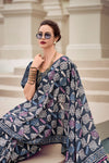 Dark Blue Mul Mul Silk Saree