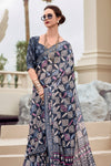 Dark Blue Mul Mul Silk Saree