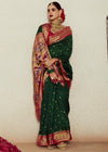 Dark Green Brasso Designer Soft Silk Saree