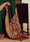 Dark Green Brasso Designer Soft Silk Saree