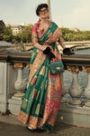 Dark Green Kashmiri Jamawar Handloom Silk Saree