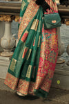 Dark Green Kashmiri Jamawar Handloom Silk Saree