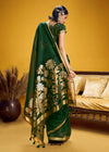 Dark Green Linen Silk Saree