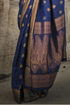 Dark Navy Blue Banarasi Soft Silk Saree