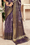 Dark Purple Zari Woven Kanjivaram Saree