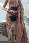 Dark Silver Kashmiri Handloom Woven Jamawar Silk Saree