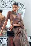 Dark Silver Kashmiri Handloom Woven Jamawar Silk Saree