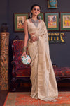 Dark Vanilla Cream Festive Wear Banarasi Katan Silk Saree