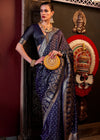 Deep Blue Banarasi Woven Satin Silk Saree