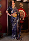 Deep Blue Banarasi Woven Satin Silk Saree