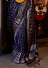 Deep Blue Banarasi Woven Satin Silk Saree