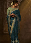 Deep Bottle Green Woven Designer Banarasi Silk Saree