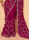 Deep Magenta Satin Silk Designer Saree