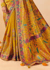 Deep Marigold Mustard Pichwai Designer Dola Silk Saree