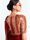 Deep Maroon Designer Tissue Silk Saree With Contrast Blouse