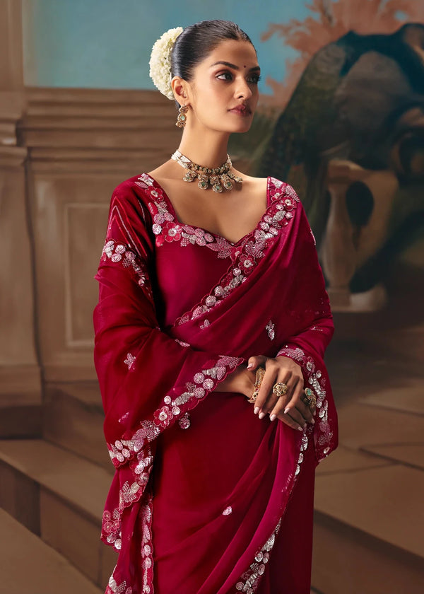 Deep Maroon Soft Silk Saree
