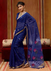 Deep Navy Blue Cotton Silk Saree