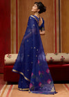 Deep Navy Blue Cotton Silk Saree