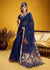 Deep Navy Blue Linen Silk Saree