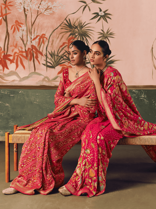 Deep Pink Bandhani Patola Silk Saree