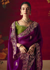 Deep Purple Designer Silk Saree with Contrast Blouse