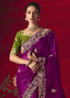 Deep Purple Designer Silk Saree with Contrast Blouse