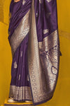 Deep Purple Kanjivaram Silk Saree with Gold Zari