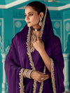 Deep Purple Organza Saree with Embroidered Border