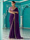 Deep Purple Organza Saree with Embroidered Border