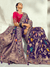 Deep Violet Banarasi Georgette Saree With Contrast Blouse