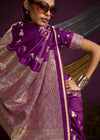 Deep Violet Purple Satin Silk Saree