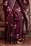 Deep Wine Pichwai Satin Silk Saree