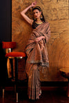 Deer Brown Woven Kanjivaram Handloom Silk Saree