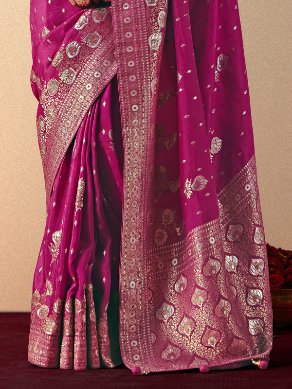 Magenta Banarasi Silk Saree