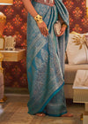 Dianne Blue Dual Tone Woven Kanjivaram Silk Saree