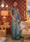 Dianne Blue Dual Tone Woven Kanjivaram Silk Saree