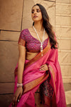 Dingy Dungeon Pink Festive Wear Banarasi Handloom Silk Saree