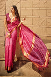 Dingy Dungeon Pink Festive Wear Banarasi Handloom Silk Saree