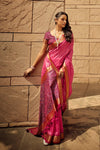 Dingy Dungeon Pink Festive Wear Banarasi Handloom Silk Saree