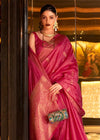 Dungeon Pink Bronze Zari Woven Banarasi Tussar Silk Designer Saree