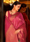 Dungeon Pink Bronze Zari Woven Banarasi Tussar Silk Designer Saree