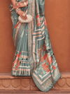 Dusty Blue Banarasi Dola Silk Saree