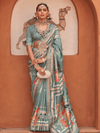 Dusty Blue Banarasi Dola Silk Saree