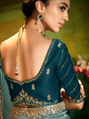 Dusty Green Tissue Silk Designer Saree with Embroidery