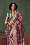 Dusty Mauve Paithani Tissue Silk Saree