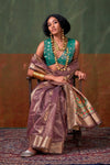 Dusty Mauve Paithani Tissue Silk Saree