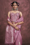 Dusty Mauve Satin Banarasi Saree