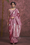 Dusty Mauve Satin Banarasi Saree