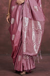 Dusty Mauve Satin Banarasi Saree